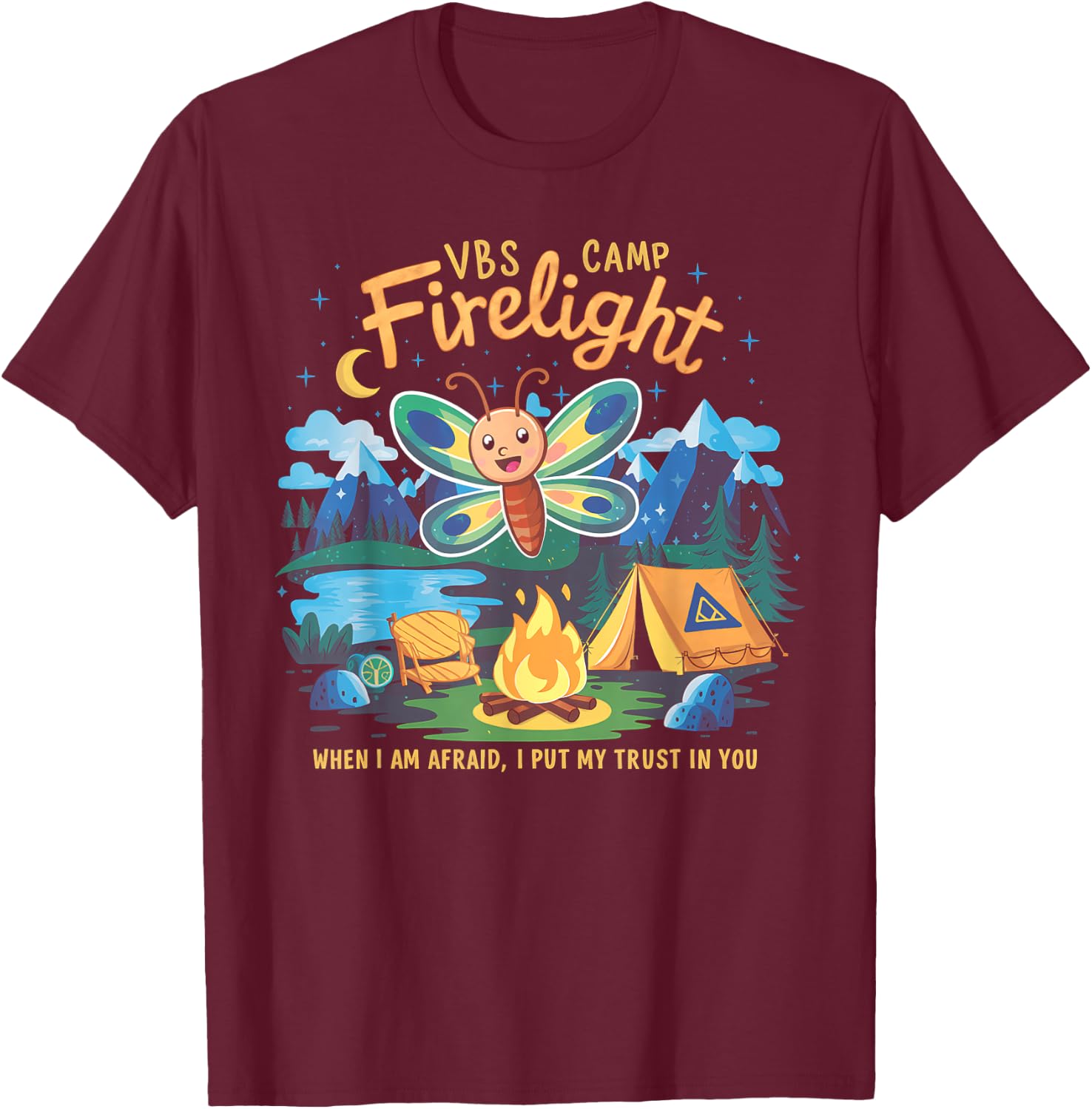Camp Firelight VBS Camp Vacation Bible School Firework 2024 T-Shirt - T-Shirt | Maroon