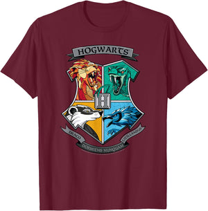Harry Potter Mosaic Hogwarts Shield T-Shirt - T-Shirt | Maroon