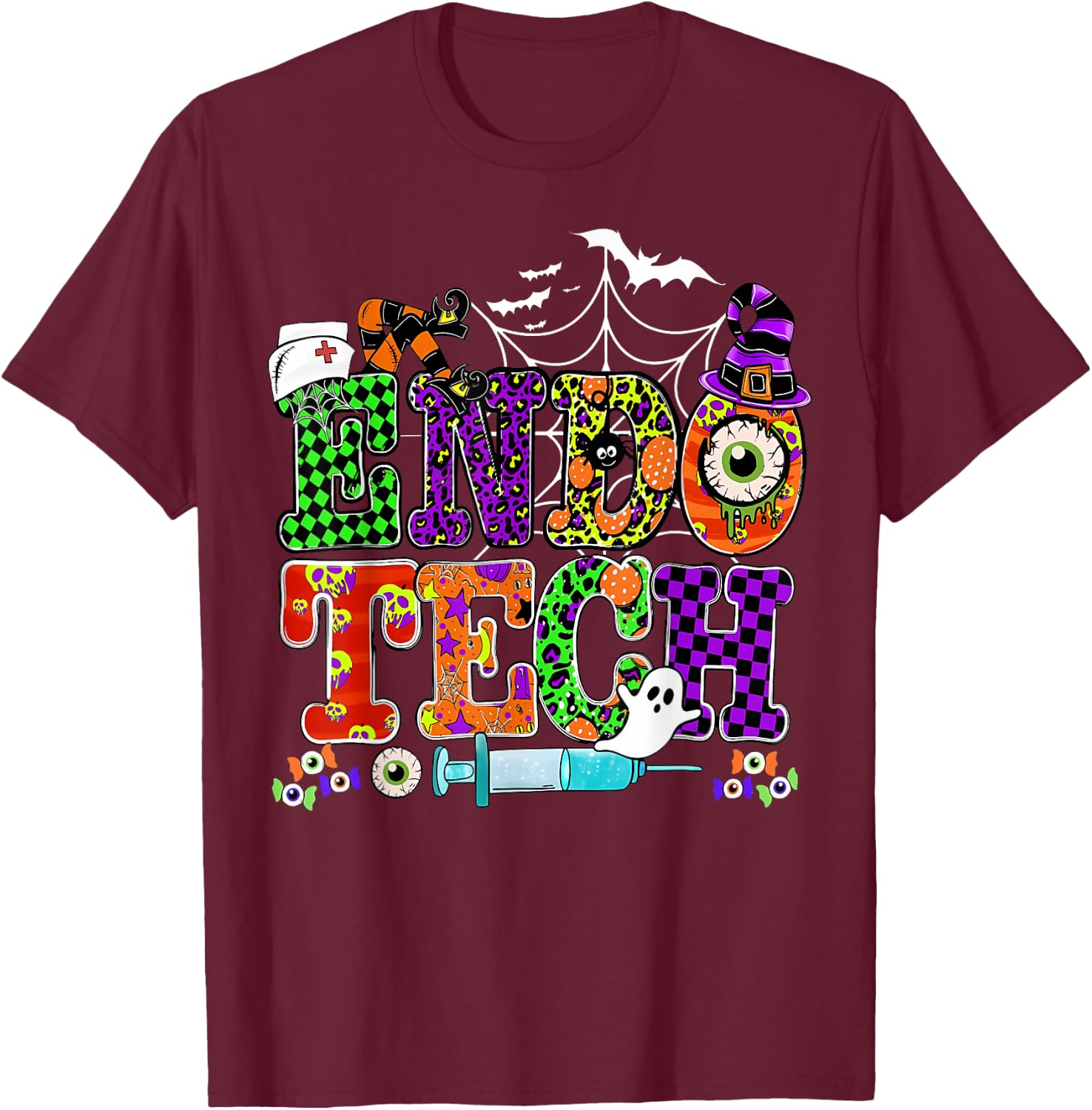 Endo Tech Halloween GI Gastroenterology Nurse Colonoscopy T-Shirt - T-Shirt | Maroon