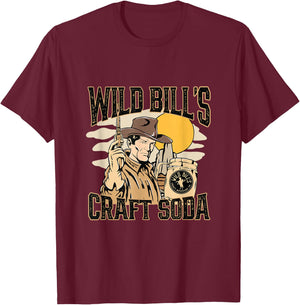 Vintage Wild West Gunslinger: Wild Bill's Classic Cowboy T-Shirt - T-Shirt | Maroon