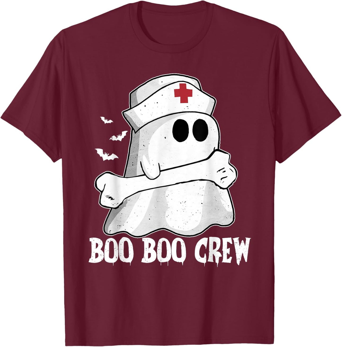 Funny Boo Crew Nurse Shirt Nurse Ghost Women Halloween T-Shirt - T-Shirt | Maroon