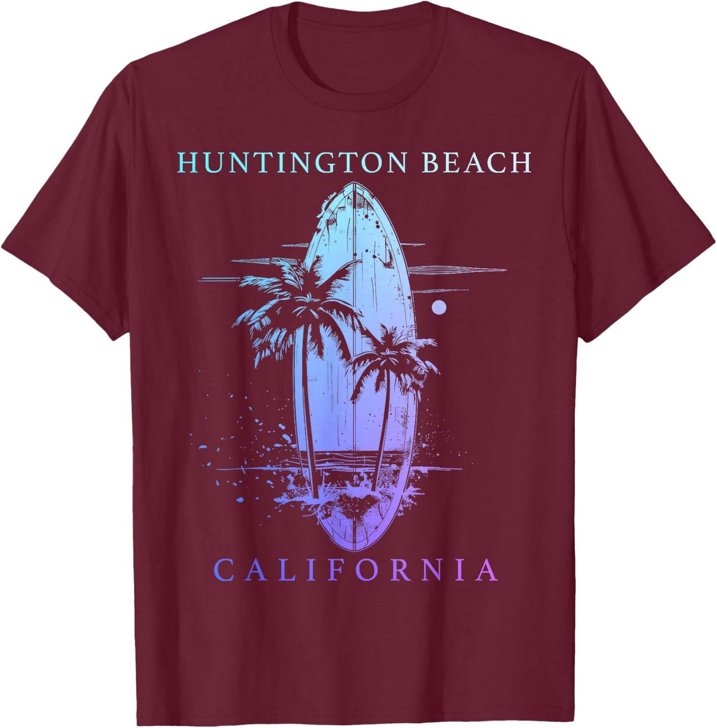 Huntington Beach California Surf Vintage Surfing Surfer T-Shirt - T-Shirt | Maroon