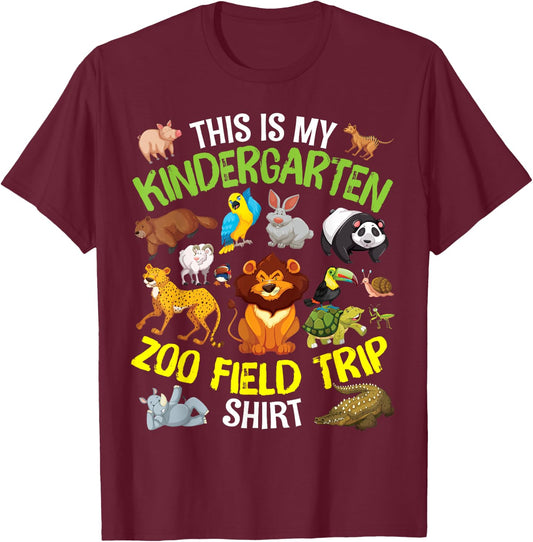 Animal Lover Students This Is My Kindergarten Zoo Field Trip T-Shirt - T-Shirt | Maroon