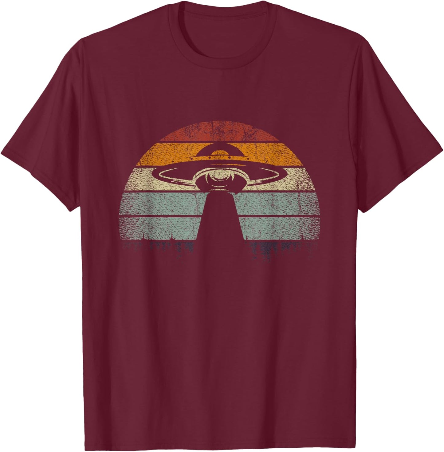 Retro UFO Alien T-Shirt - T-Shirt | Maroon