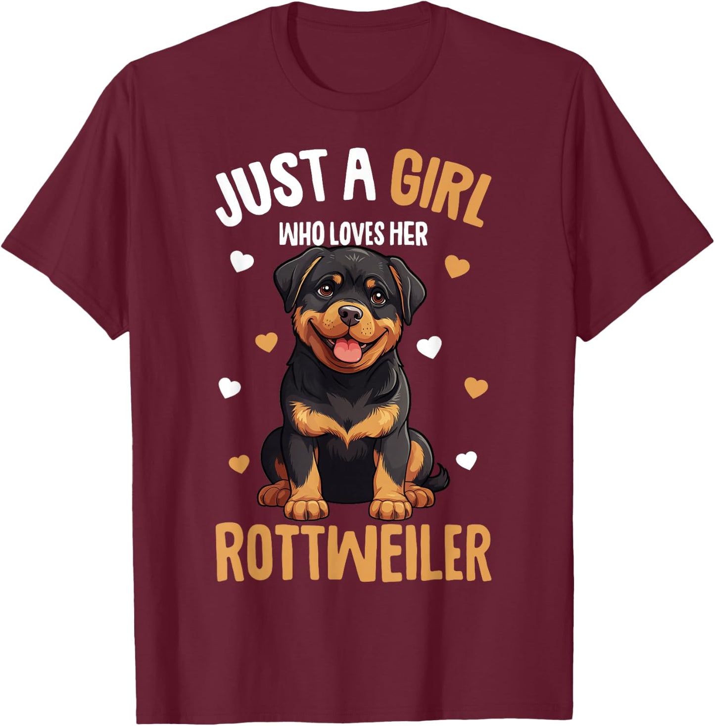 Just a Girl who Loves her Rottweiler Dog Kids T-Shirt - T-Shirt | Maroon