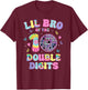 Lil Bro Of The Double Digits 10 Year Old Birthday Girl Retro T-Shirt - T-Shirt | Maroon