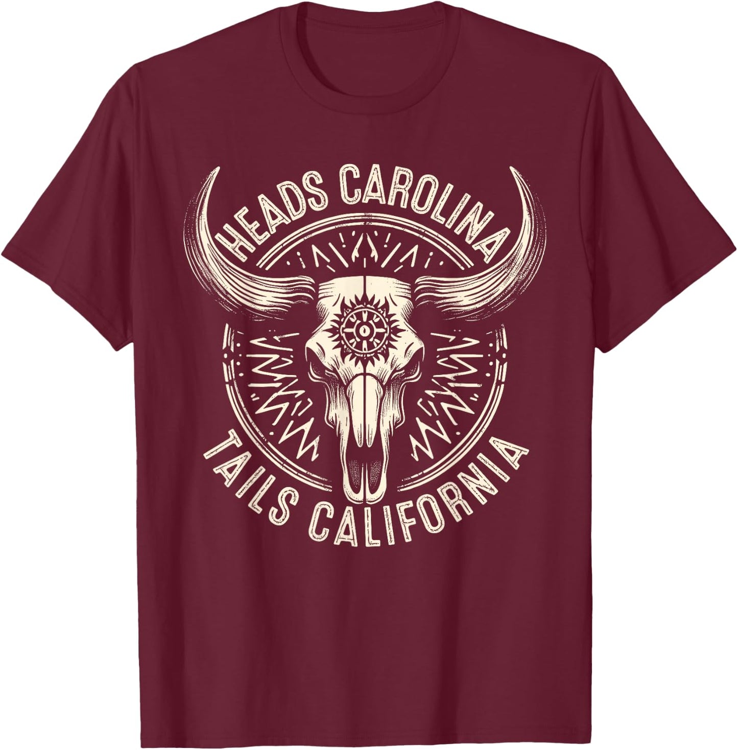 Heads Carolina Tail California Retro Vintage T-Shirt - T-Shirt | Maroon