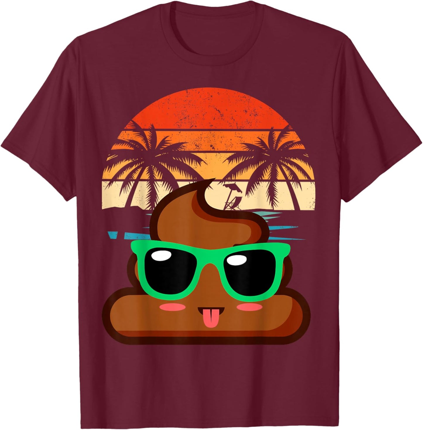 Cute POOP EMOTICON party Birthday Poo for Kids , Small, Black T-Shirt - T-Shirt | Maroon