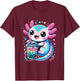 Axolotl Boba Tea Kawaii Neko Japanese Bubble Tea for Girls T-Shirt - T-Shirt | Maroon