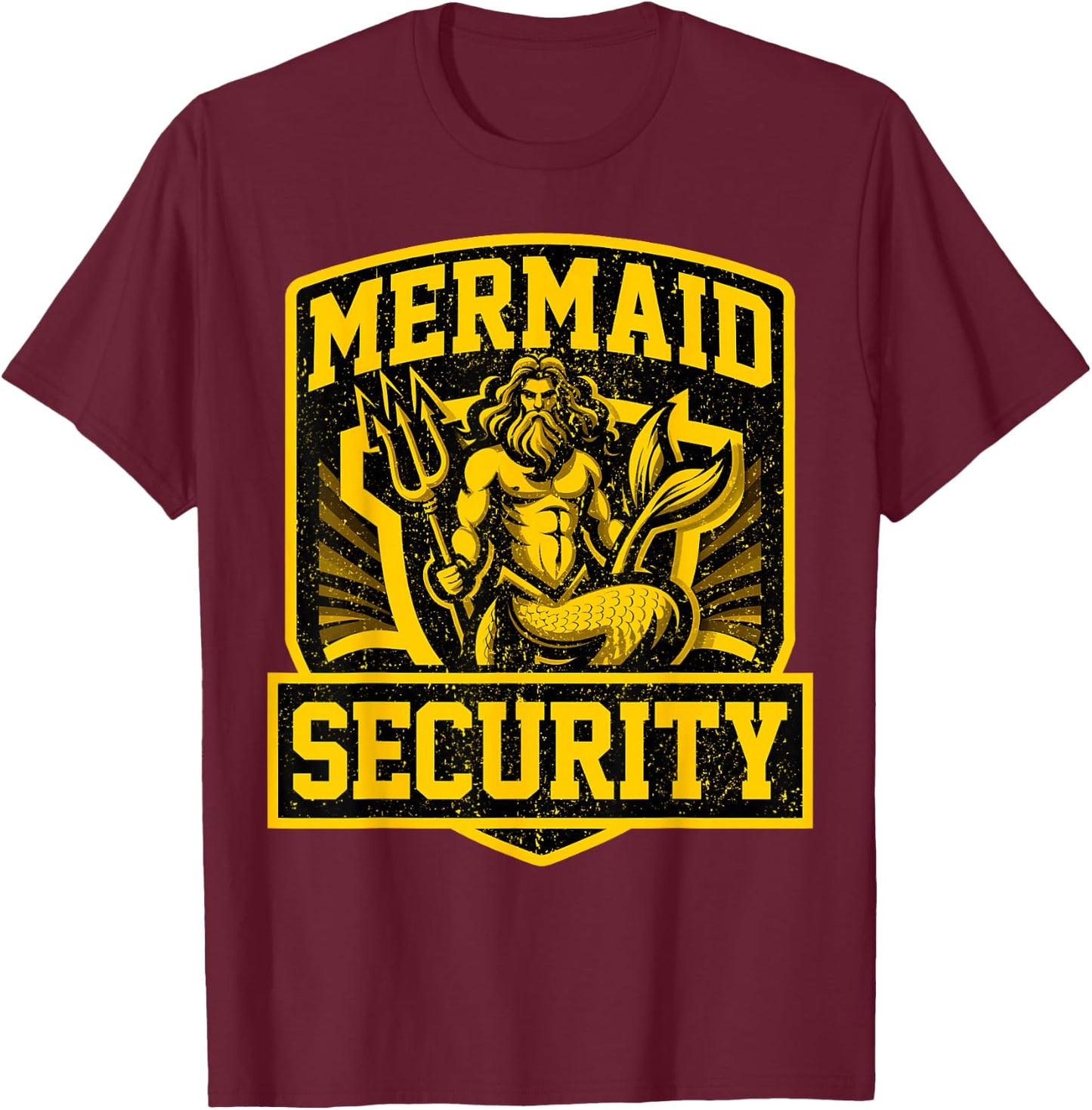 Dad Swimming Father Swimmer I Mermaid Security I Swim T-Shirt - T-Shirt | Maroon