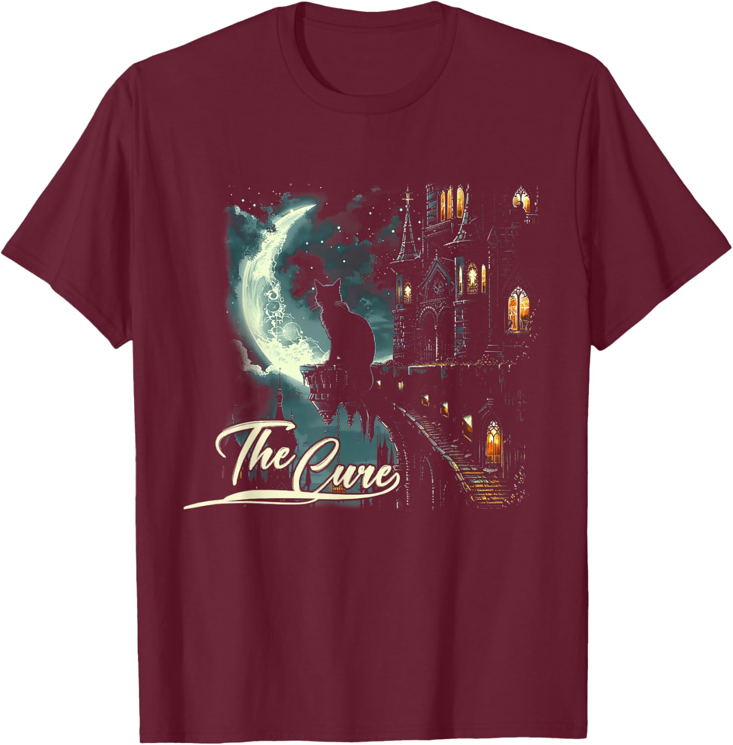 Cures Graphic Art Musician Funny Animal Cat Apparel Lovers T-Shirt - T-Shirt | Maroon