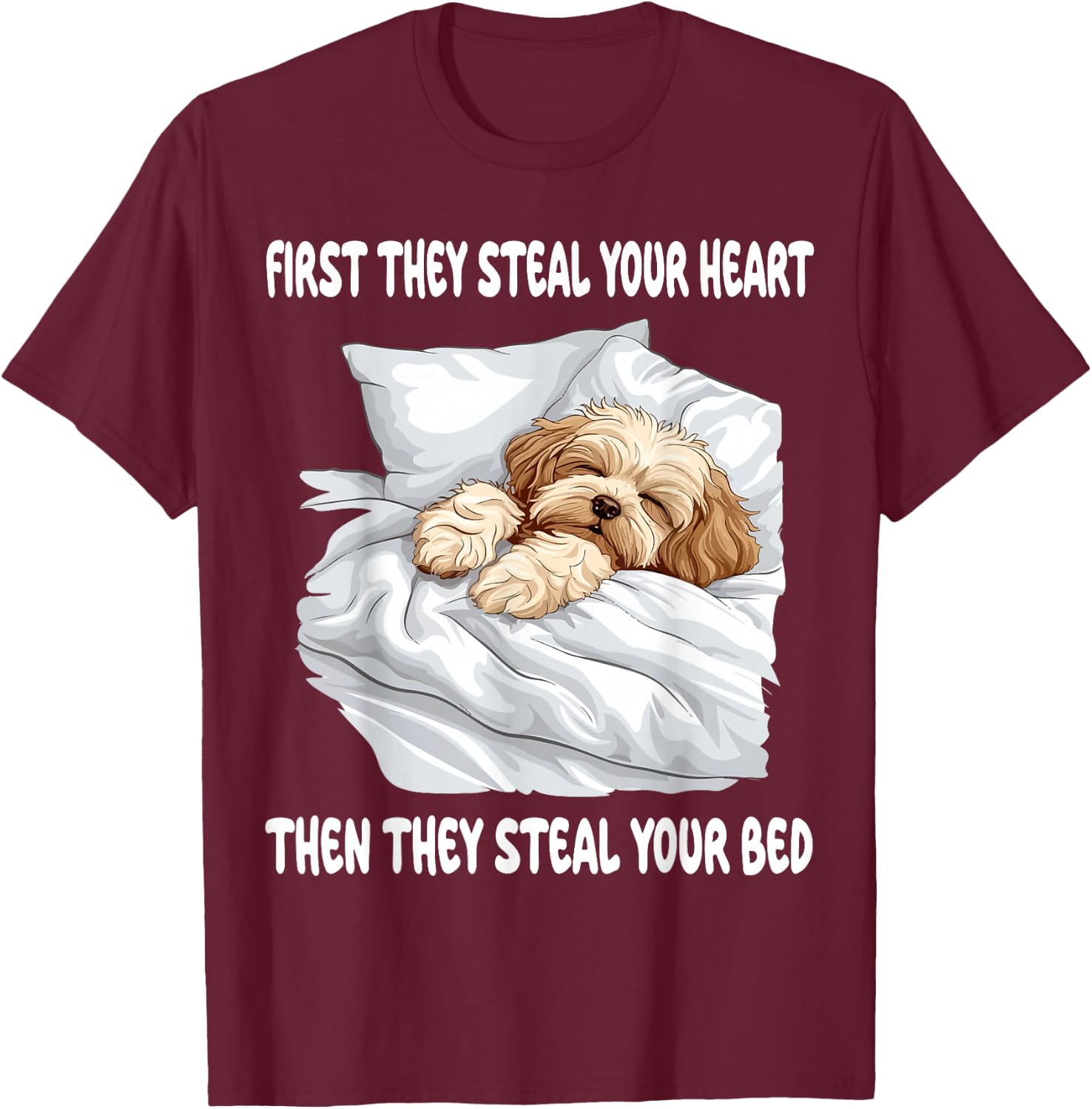 Havanese Sleeping Pajamas Nightgown T-Shirt - T-Shirt | Maroon