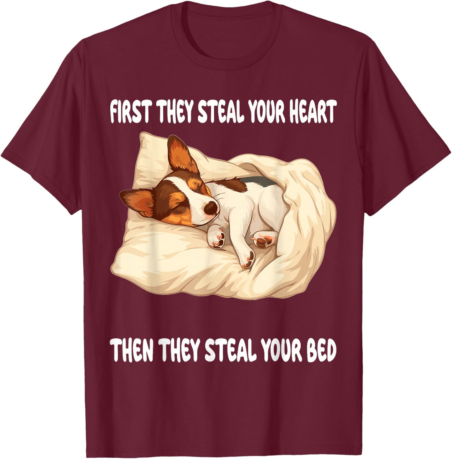 Rat Terrier Sleeping Pajamas Nightgown T-Shirt - T-Shirt | Maroon