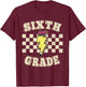 Retro 6th Sixth Grade Teacher Lightning Bolt Pencil Teacher T-Shirt - T-Shirt | Maroon