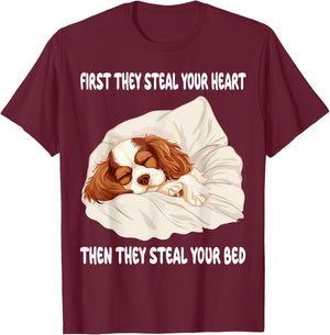 Cavalier King Charles Spaniel Sleeping Pajamas Nightgown T-Shirt - T-Shirt | Maroon