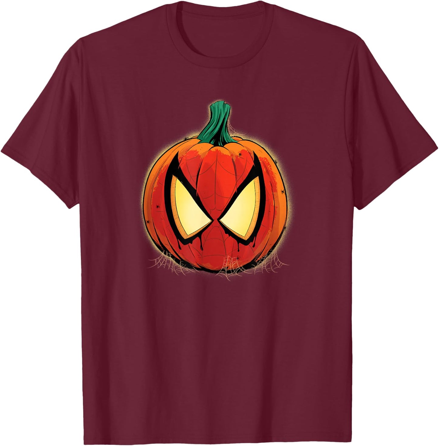 Marvel Spider-Man Halloween Spooky Pumpkin Jack-o'-Lantern T-Shirt - T-Shirt | Maroon