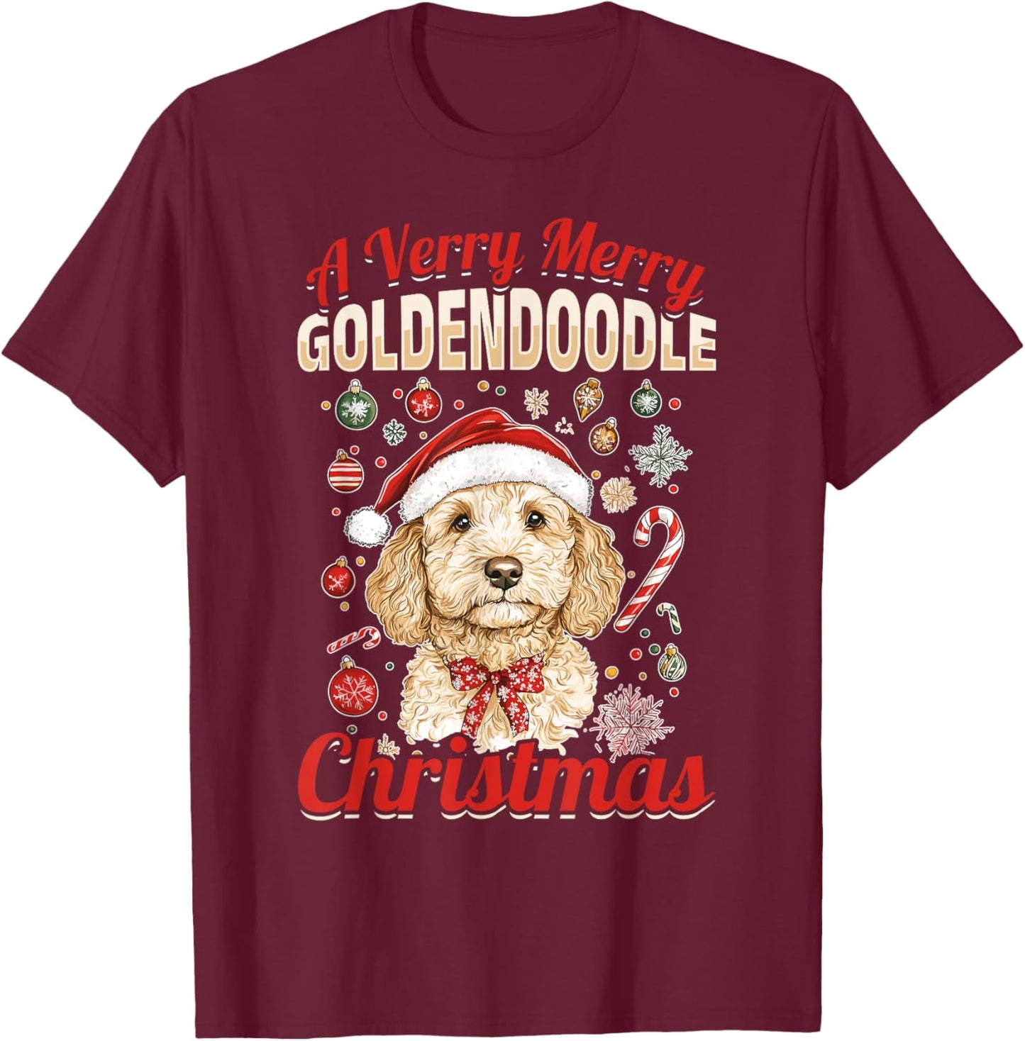 Goldendoodle Christmas Dog Breed A Very Merry Goldendoodle T-Shirt - T-Shirt | Maroon