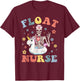 Skeleton Float Pool ICU Med Surg Nurse Week Appreciation T-Shirt - T-Shirt | Maroon