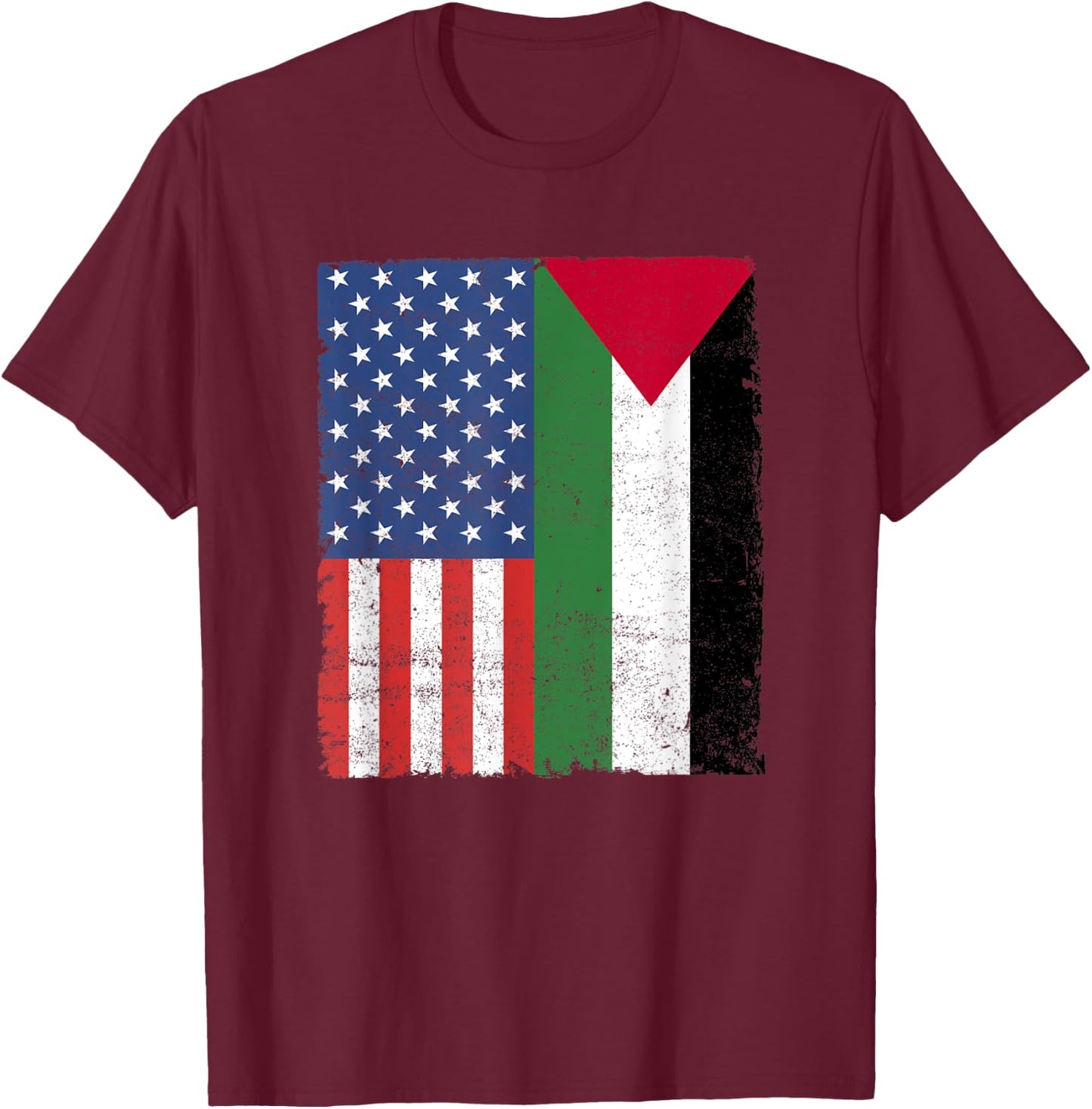 Palestinian American Flag Free Palestine Free Gaza Palestine T-Shirt - T-Shirt | Maroon