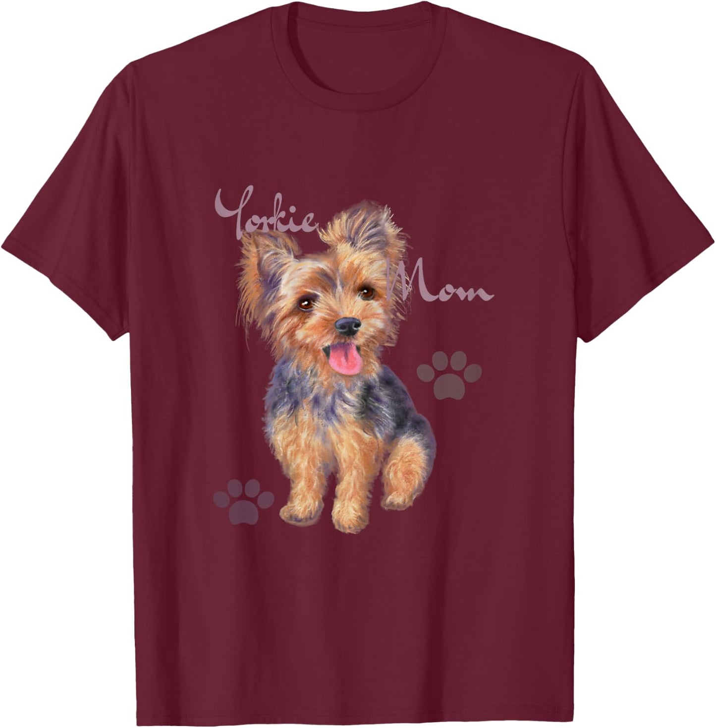 Yorkie Mom Cute Yorkshire Terrier Puppy T-Shirt - T-Shirt | Maroon
