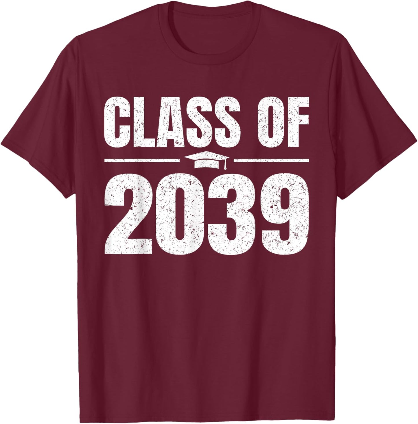 Kindergarten Class of 2039 Grow With Me Kinder Graduation T-Shirt - T-Shirt | Maroon