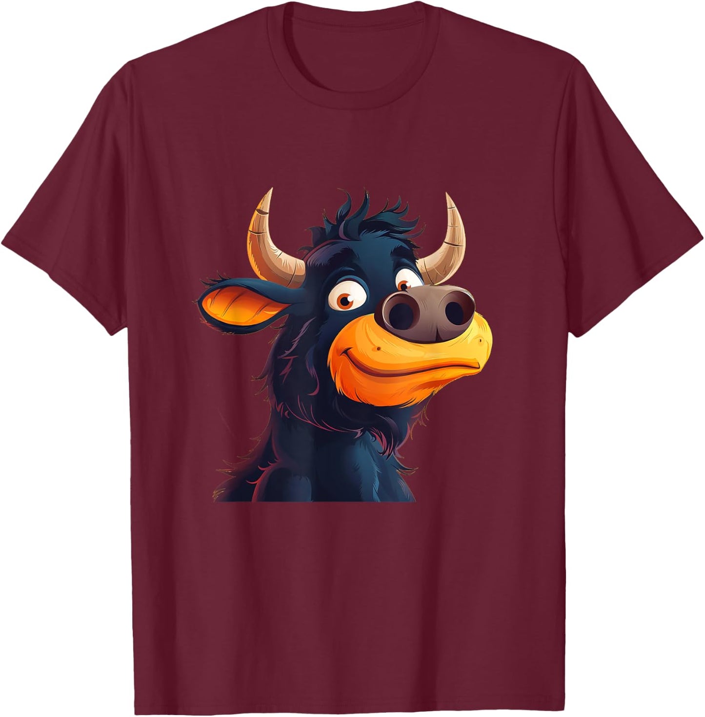 Bullock Face with Horns Costume for funny Cattle Lovers T-Shirt - T-Shirt | Maroon