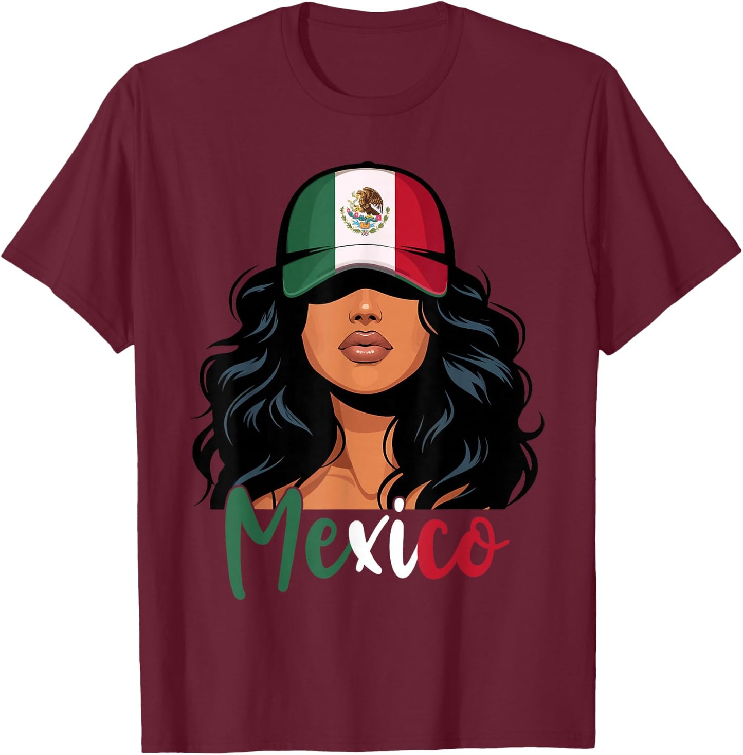 Mexican Girl Mexico Flag Proud Mexicana Women T-Shirt - T-Shirt | Maroon