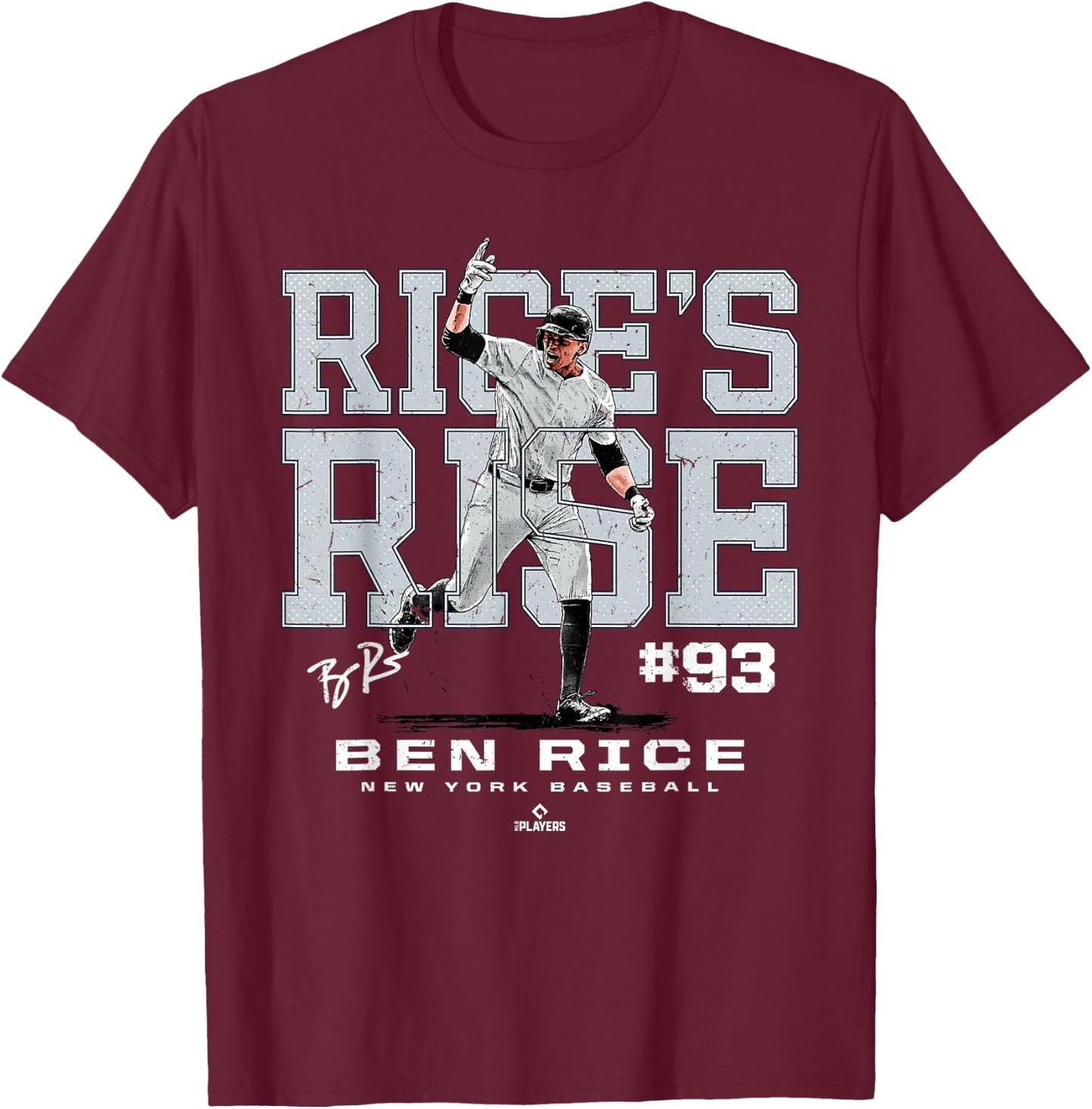 Rice's Rise Ben Rice New York MLBPA T-Shirt - T-Shirt | Maroon