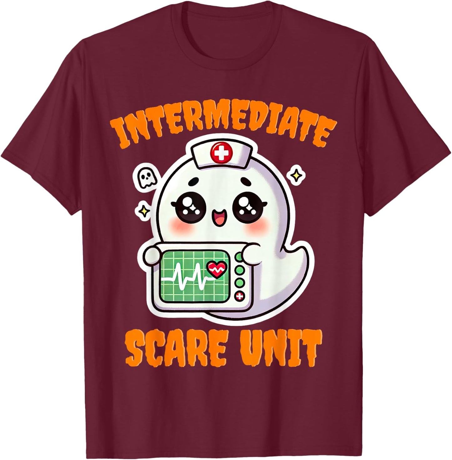 IMCU Intermediate Care Scare Unit Halloween Spooky Nurse T-Shirt - T-Shirt | Maroon