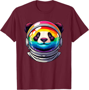 Rainbow Astronaut Panda Women Kids T-Shirt - T-Shirt | Maroon