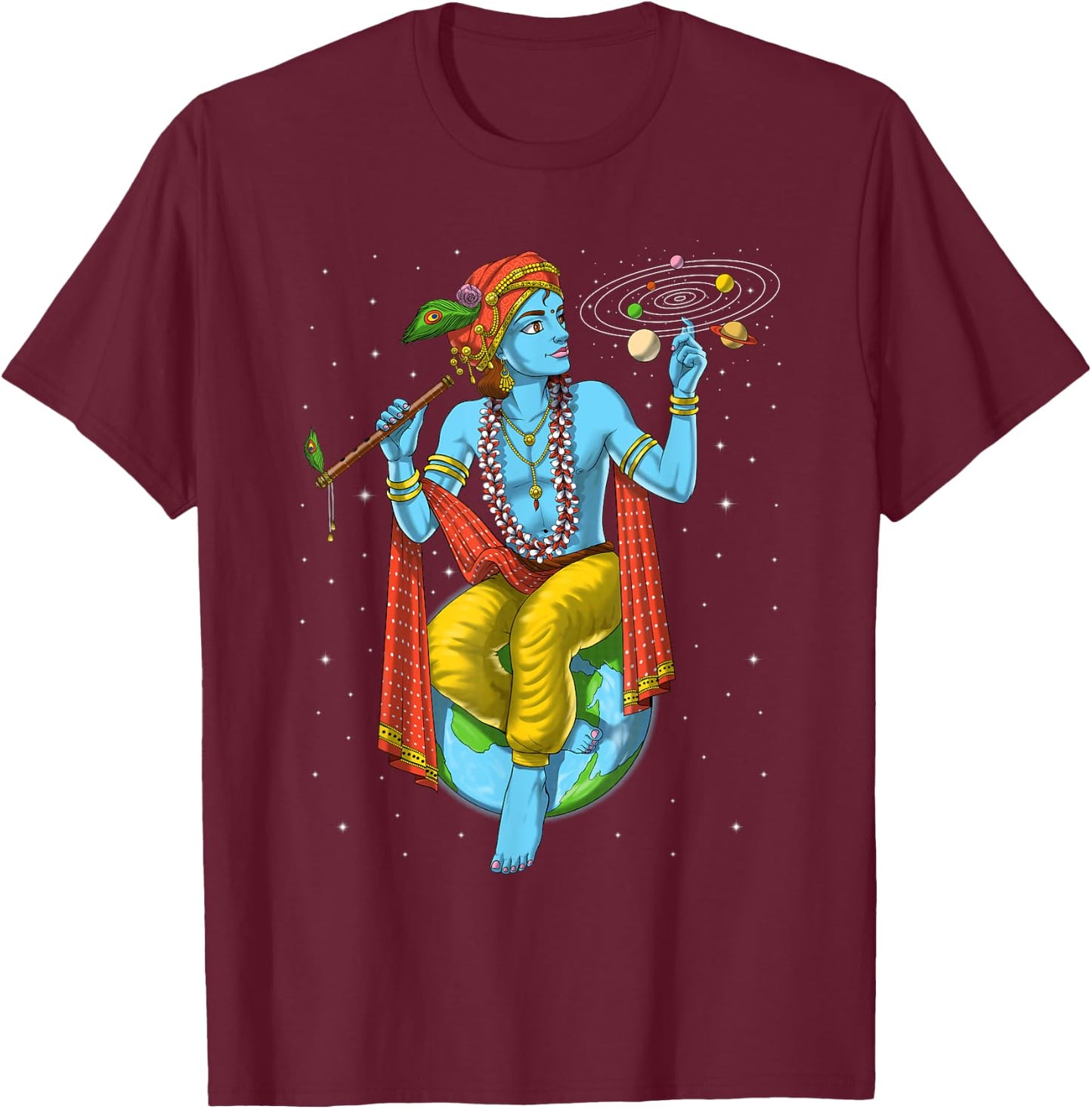 Lord Krishna Hindu God Hinduism Spiritual Yoga Meditation T-Shirt - T-Shirt | Maroon