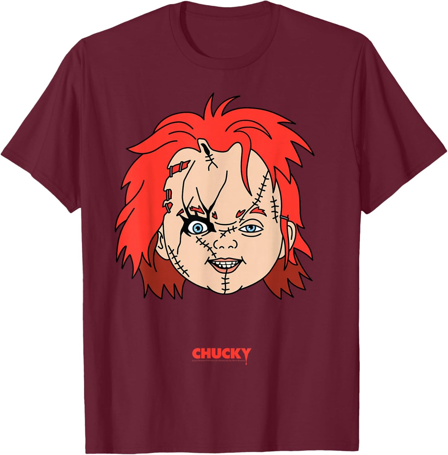 Chucky Big Face Portrait T-Shirt - T-Shirt | Maroon