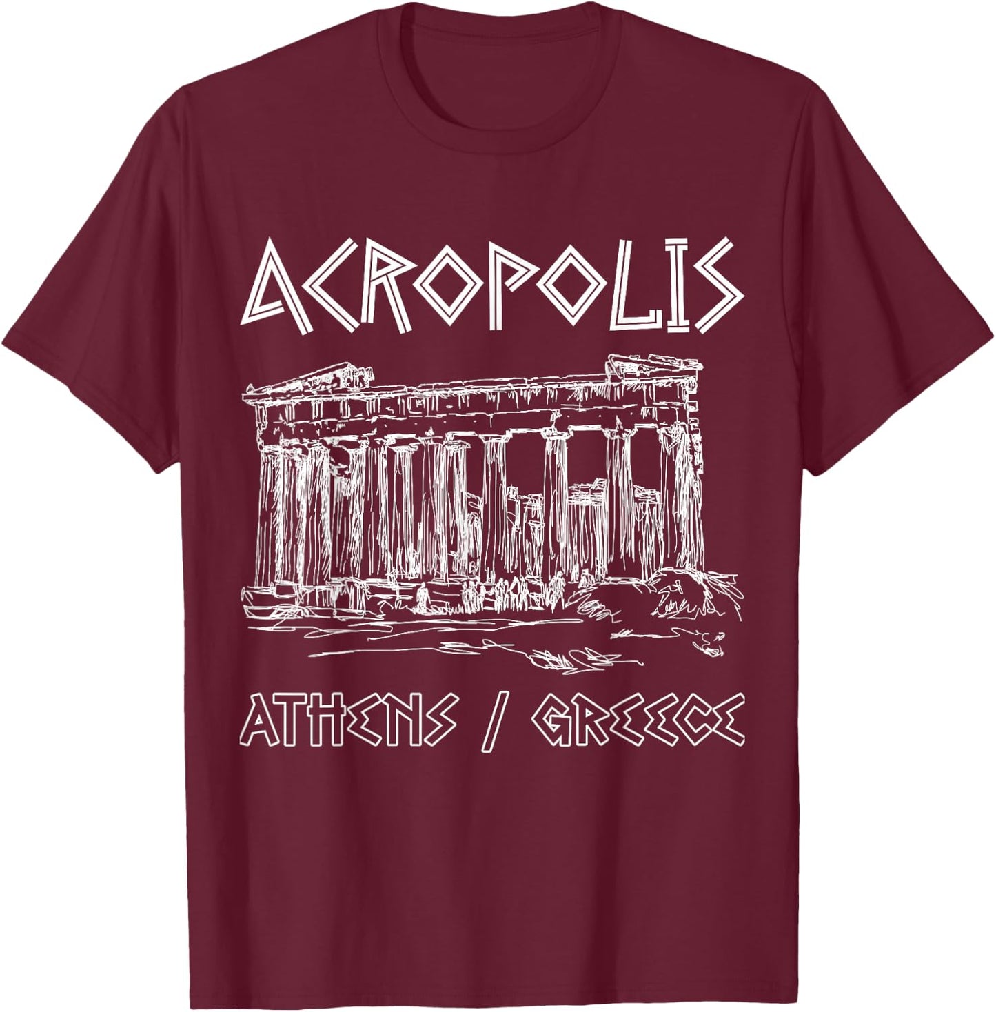 Acropolis Athens Greece Souvenir Greek Parthenon T-Shirt - T-Shirt | Maroon