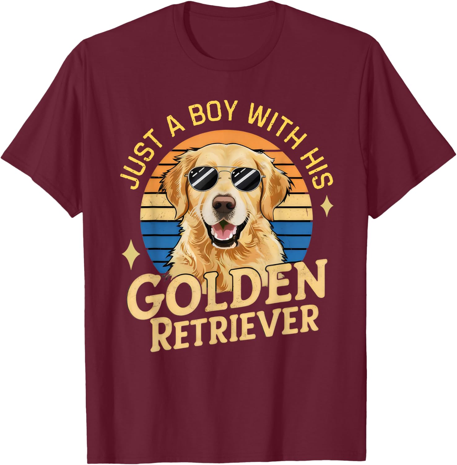Just a Boy and His Golden Retrievers Girls Who Love Dogs T-Shirt - T-Shirt | Maroon