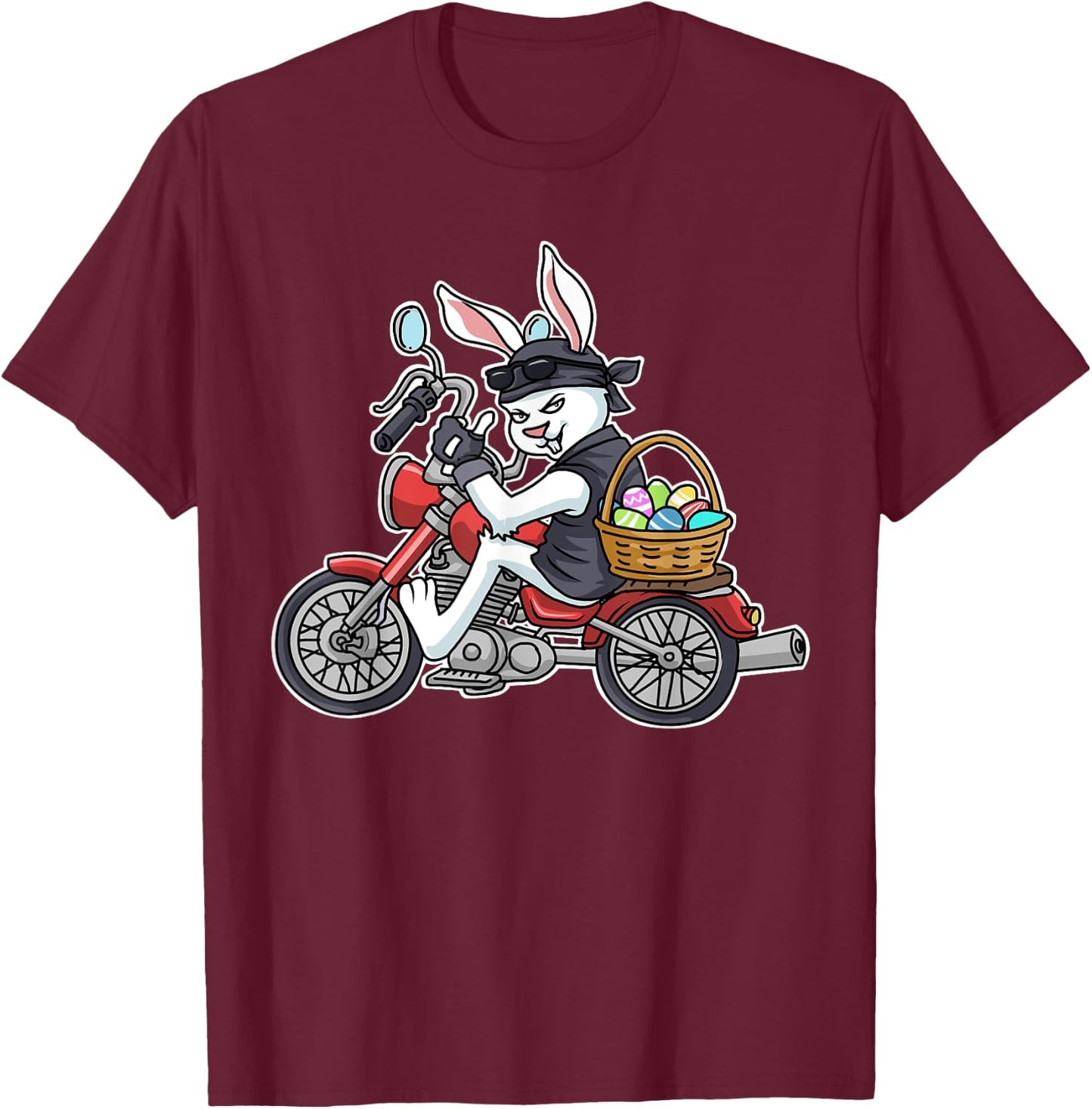 Easter Bunny Motorcycle Men Biker Gifts Women Braap T-Shirt - T-Shirt | Maroon
