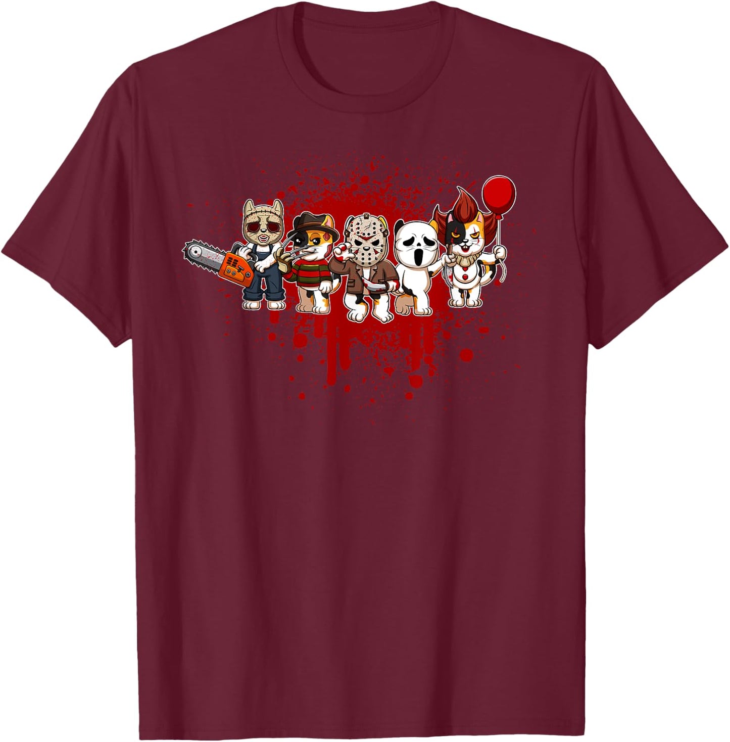 My Little Horror Crew - Halloween Calico Cat Women T-Shirt - T-Shirt | Maroon