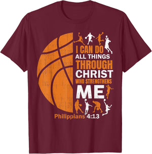 Basketball T Shirt Christian Christ Bible Verse Men Players T-Shirt - T-Shirt | Maroon