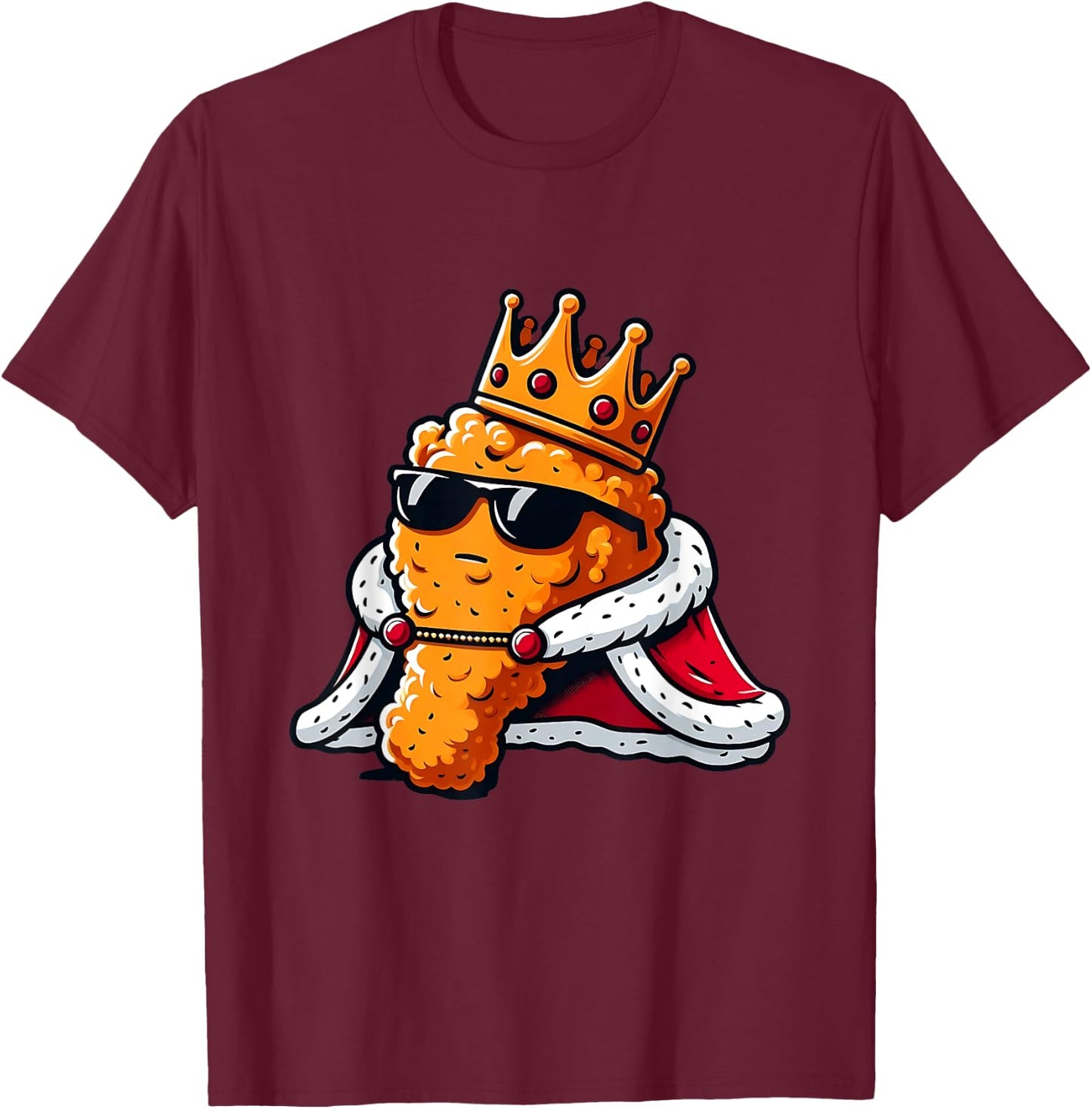 Funny Chicken Wing King BBQ Chicken Wing Graphic T-Shirt - T-Shirt | Maroon