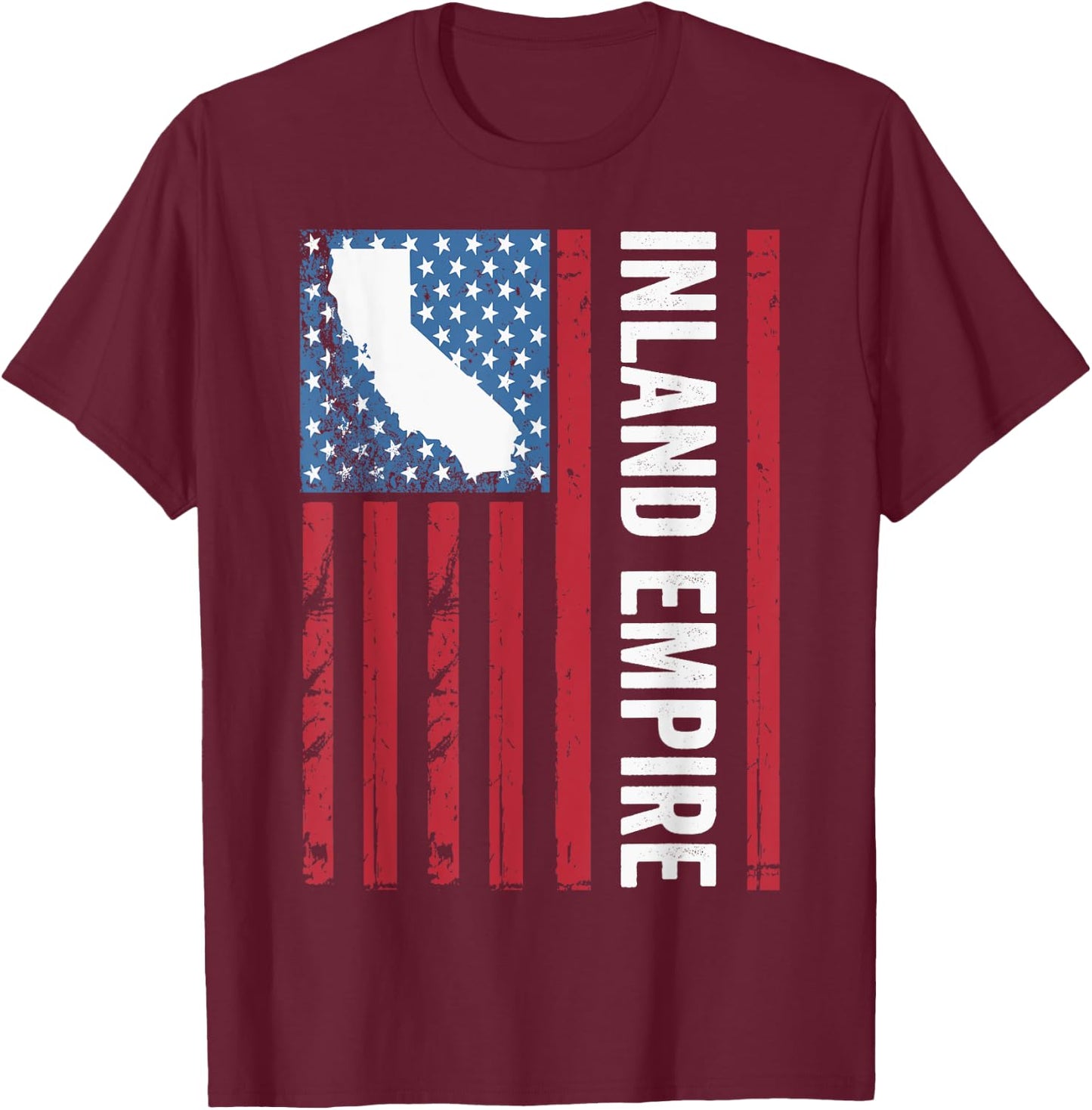 Inland Empire American Flag, IE California, Inland Empire T-Shirt - T-Shirt | Maroon