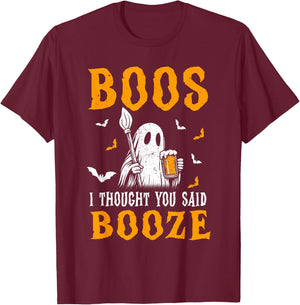 Drinking Halloween Booze Ghost Beer T-Shirt - T-Shirt | Maroon