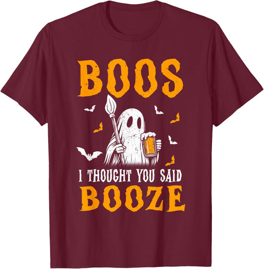 Drinking Halloween Booze Ghost Beer T-Shirt - T-Shirt | Maroon