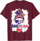 Messy Bun Patriotic All American Girl 4th Of July T-Shirt - T-Shirt | Maroon