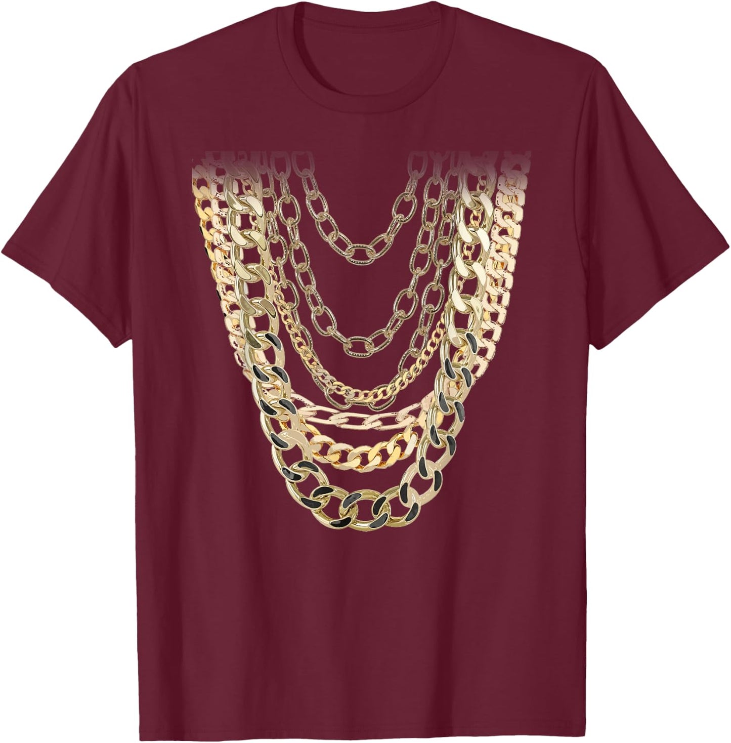 Gold Chains Design Hip Hop Fan and Funny Gold Lover Gift T-Shirt - T-Shirt | Maroon