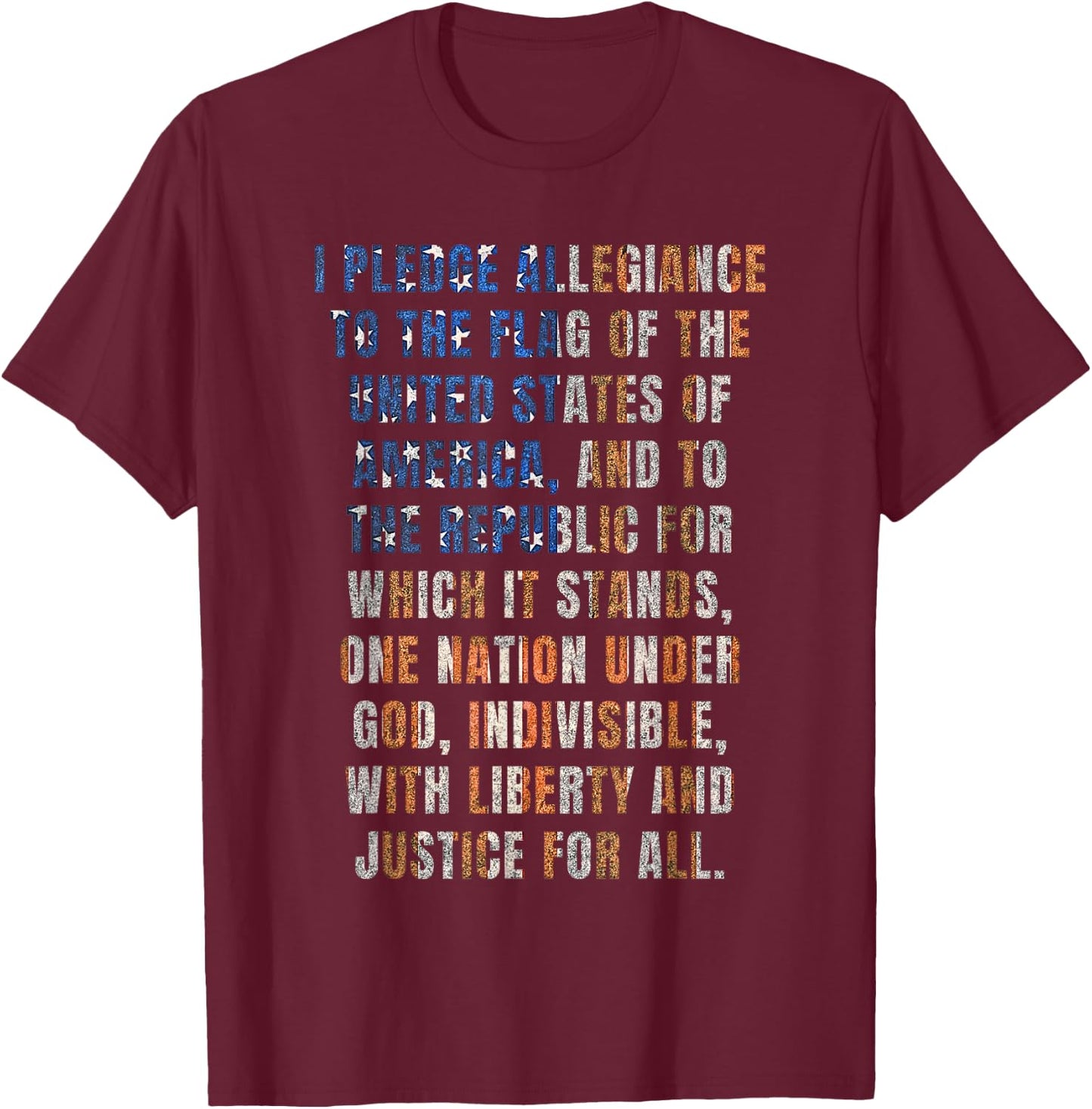 USA Pledge of Allegiance 4th of July Distressed Retro Kids Men T-Shirt - T-Shirt | Maroon