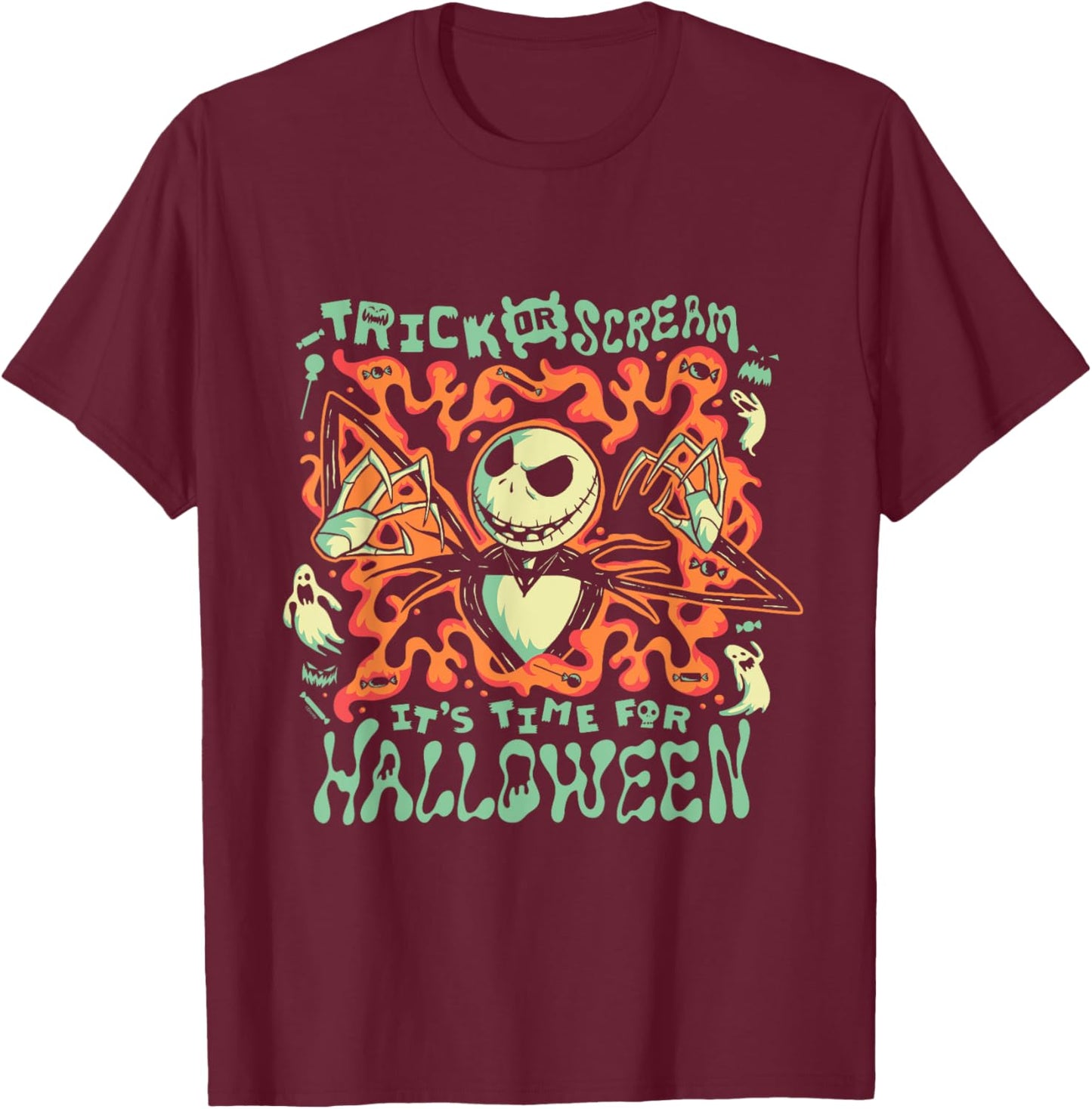 Disney The Nightmare Before Christmas Jack Trick or Scream T-Shirt - T-Shirt | Maroon