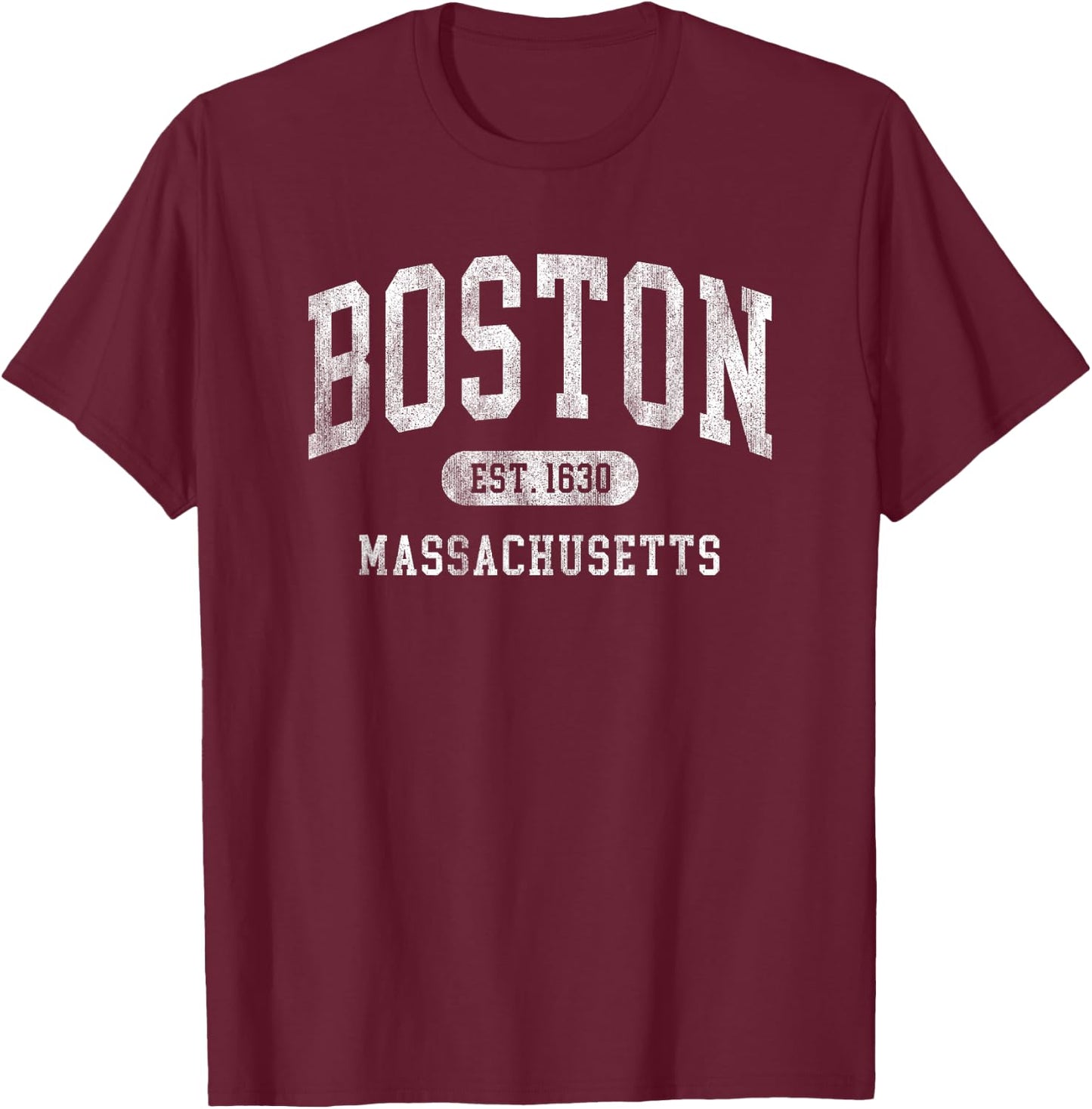 Vintage Boston Massachusetts Established 1630 throwback T-Shirt - T-Shirt | Maroon