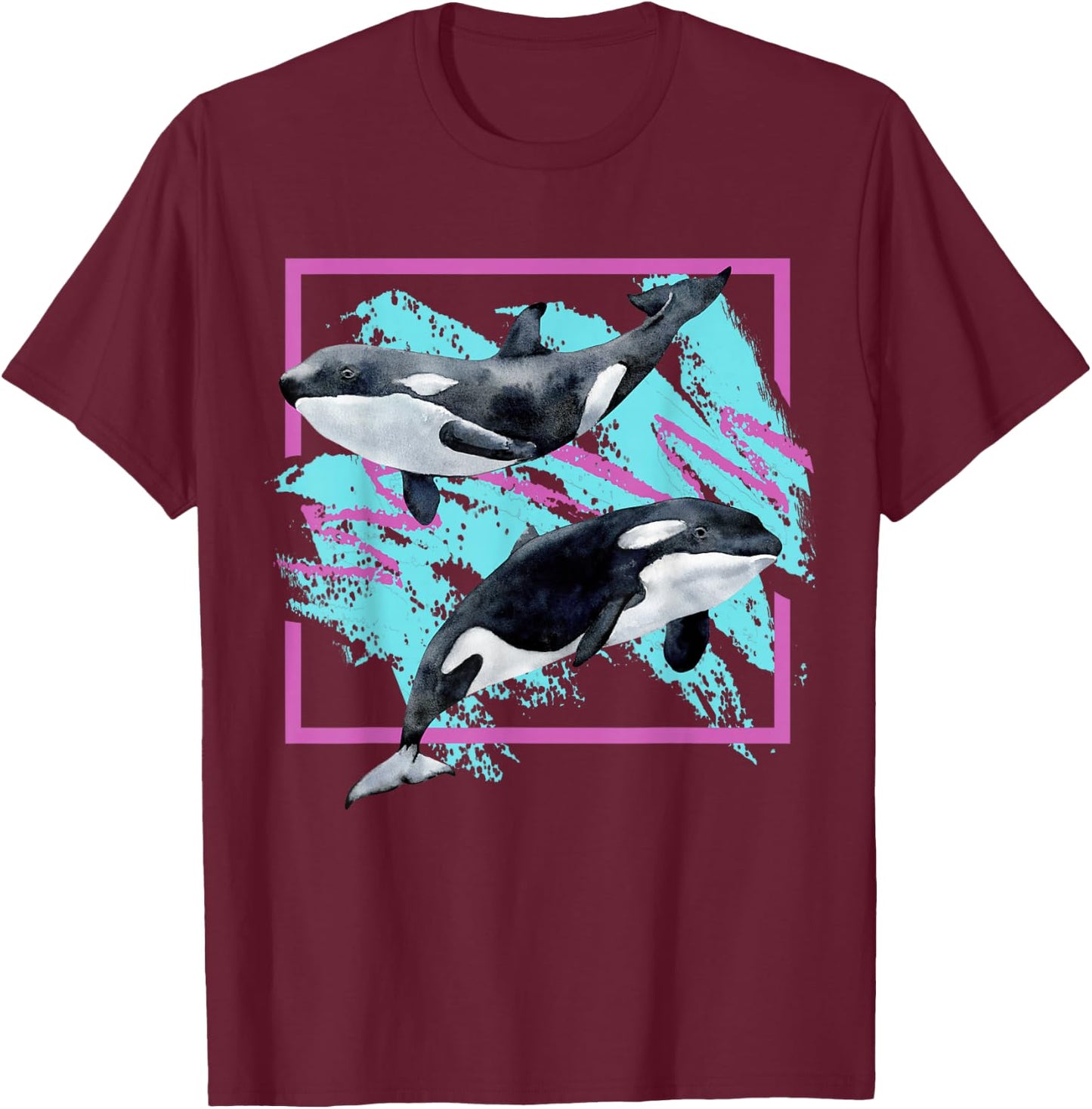 Save Whales 90s Orca Ocean Animals Chart Mammals Guide Eco T-Shirt - T-Shirt | Maroon
