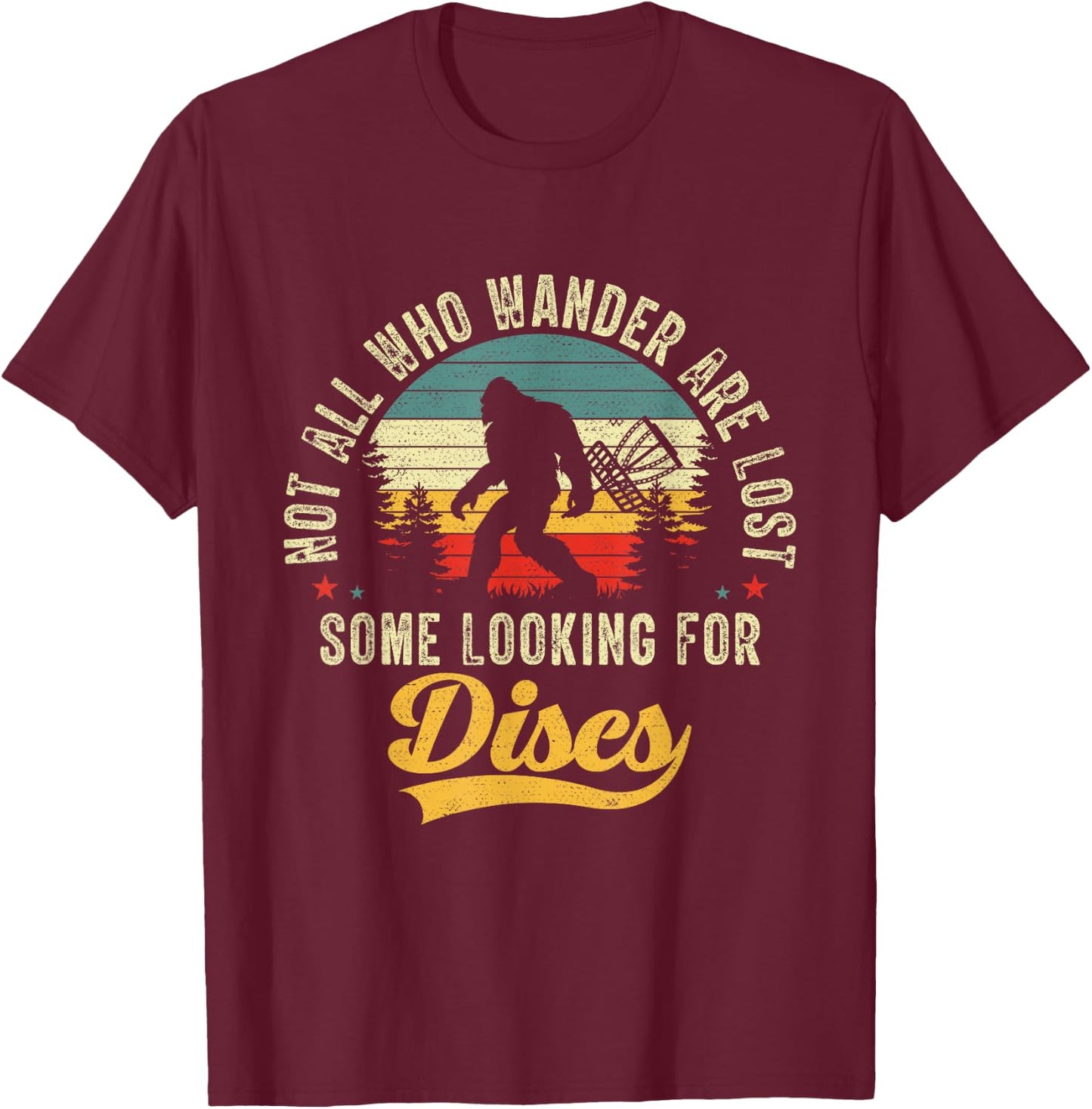Funny Disc Golfing Bigfoot Disc Golf Bigfoot Sasquatch Kid T-Shirt - T-Shirt | Maroon