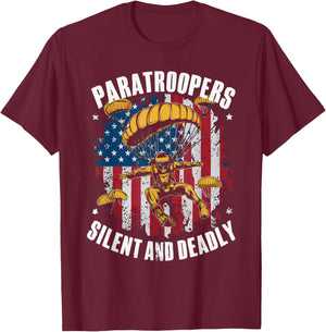 Airborne Paratrooper Military Soldier Parachute T-Shirt - T-Shirt | Maroon