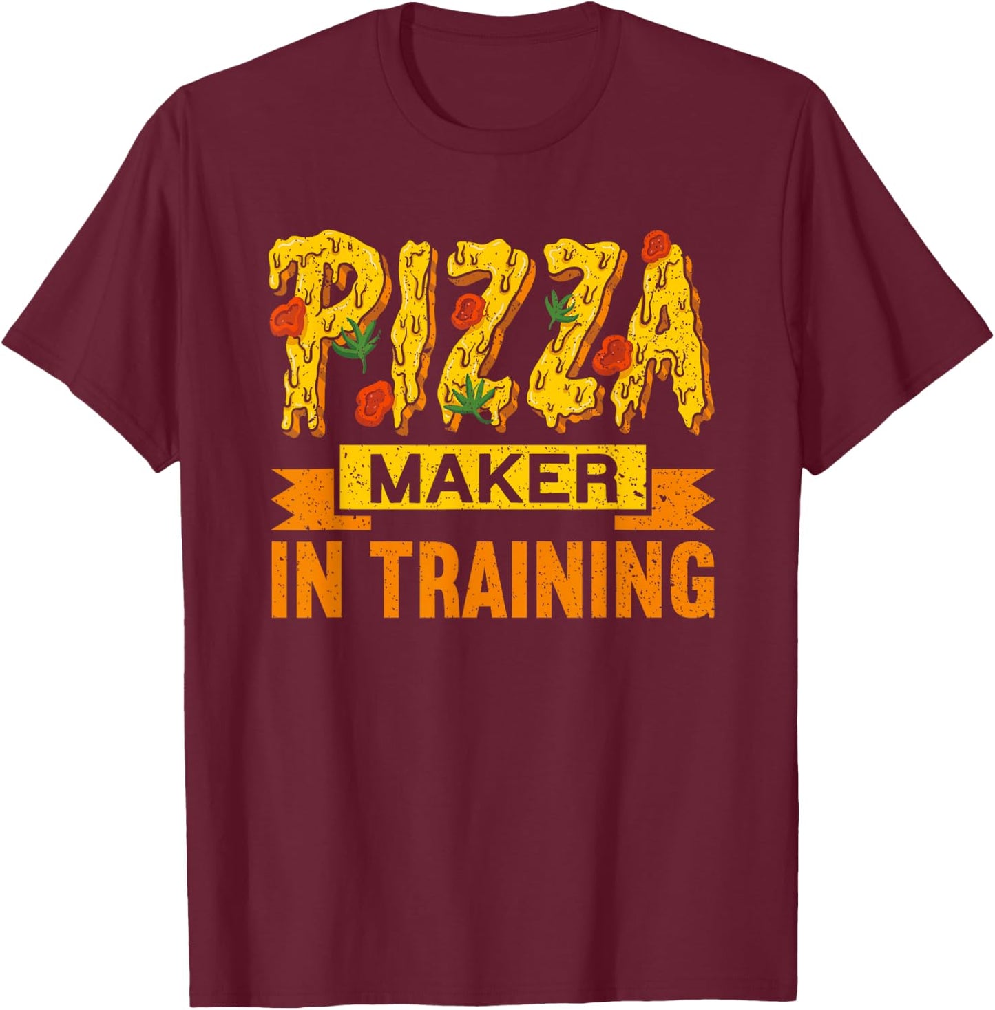 Pizza Maker In Training Kids Children Funny Pizza Making T-Shirt - T-Shirt | Maroon